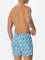 Man light fabric swim shorts with padel rackets print