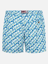 Man light fabric swim shorts with padel rackets print