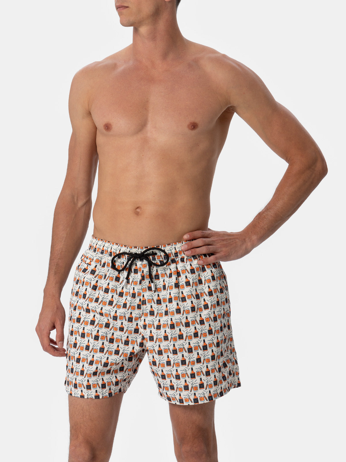 Herren-Badeshorts aus leichtem Stoff Lighting Micro Fantasy mit Whiskey- und Zigarren-Aufdruck