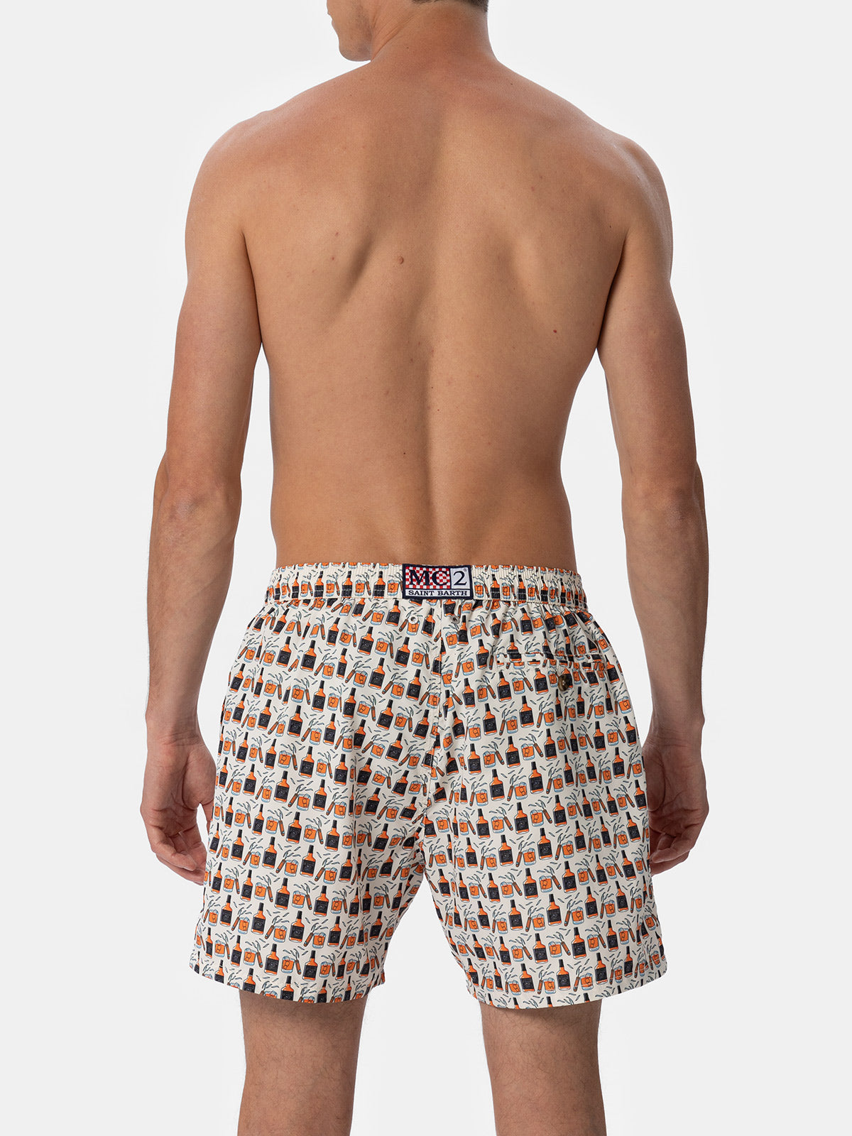 Herren-Badeshorts aus leichtem Stoff Lighting Micro Fantasy mit Whiskey- und Zigarren-Aufdruck