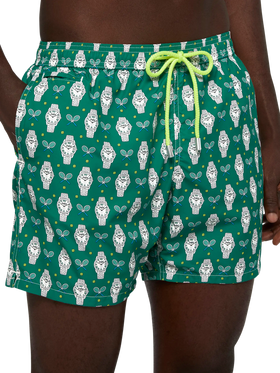 Lightweight fabric swim shorts Lighting with watch print