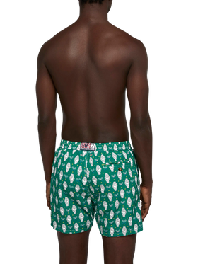 Lightweight fabric swim shorts Lighting with watch print