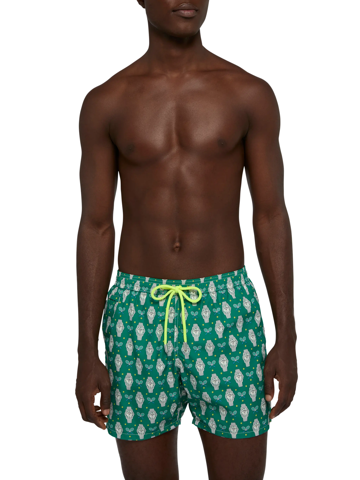 Lightweight fabric swim shorts Lighting with watch print