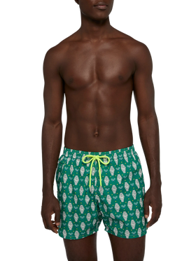 Lightweight fabric swim shorts Lighting with watch print