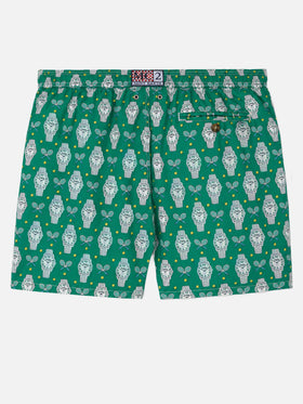 Lightweight fabric swim shorts Lighting with watch print