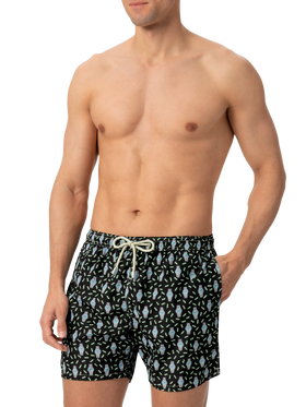 Lightweight fabric swim shorts Lighting with watch print