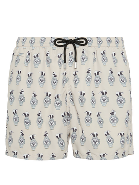 Lightweight fabric swim shorts Lighting with watch print