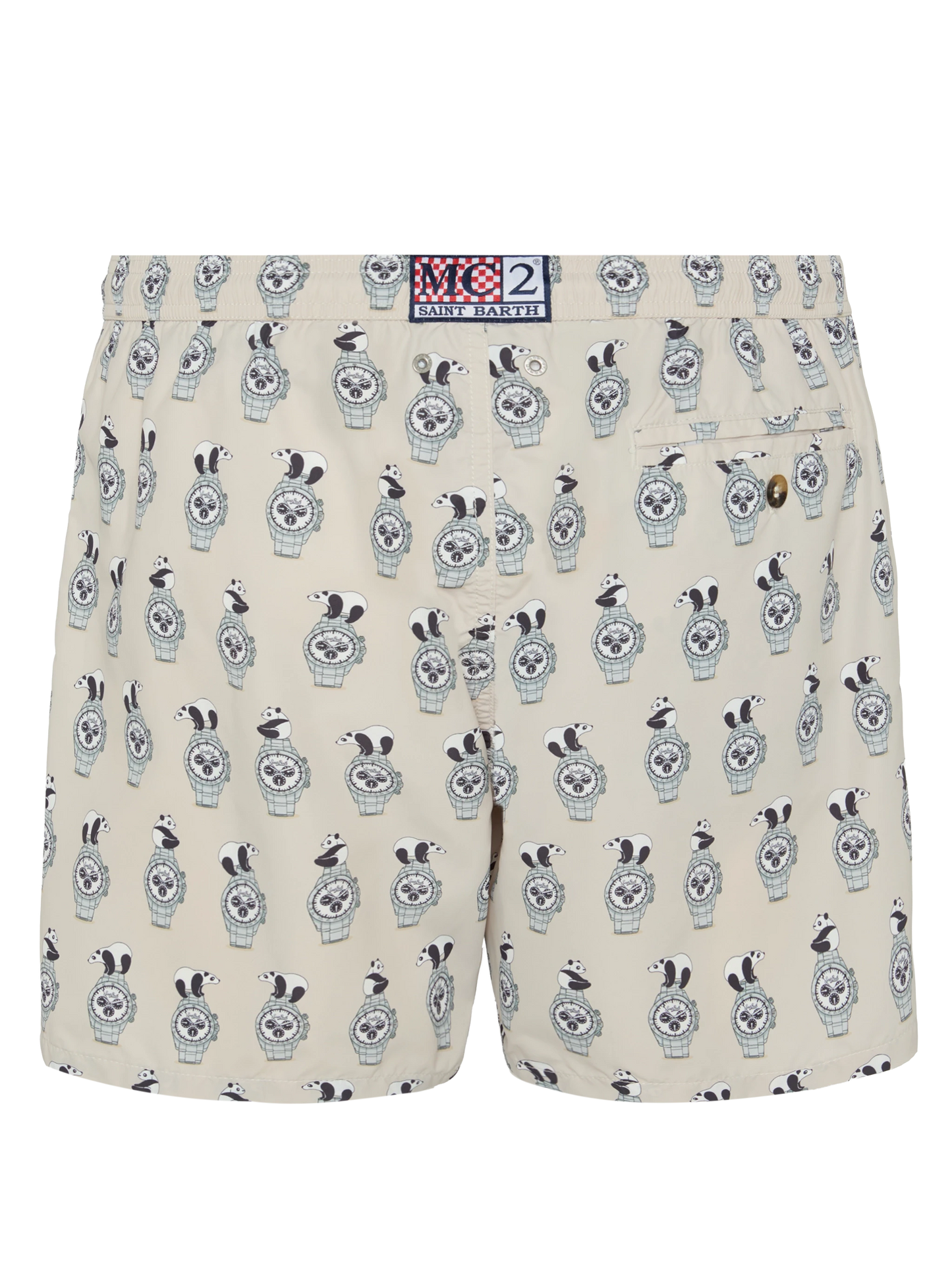 Lightweight fabric swim shorts Lighting with watch print