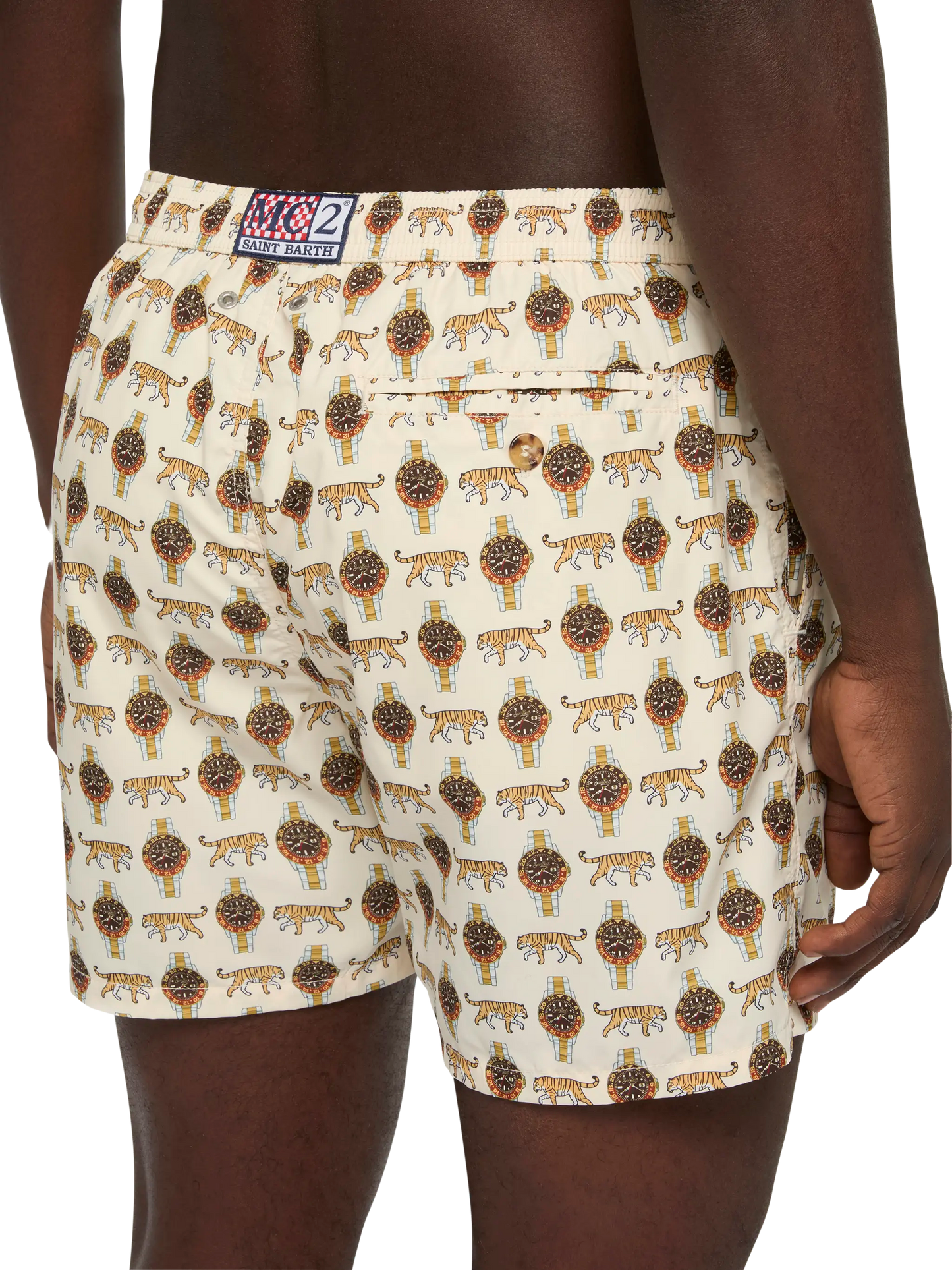 Badeshorts aus leichtem Stoff „Lighting“ mit Uhren-Print