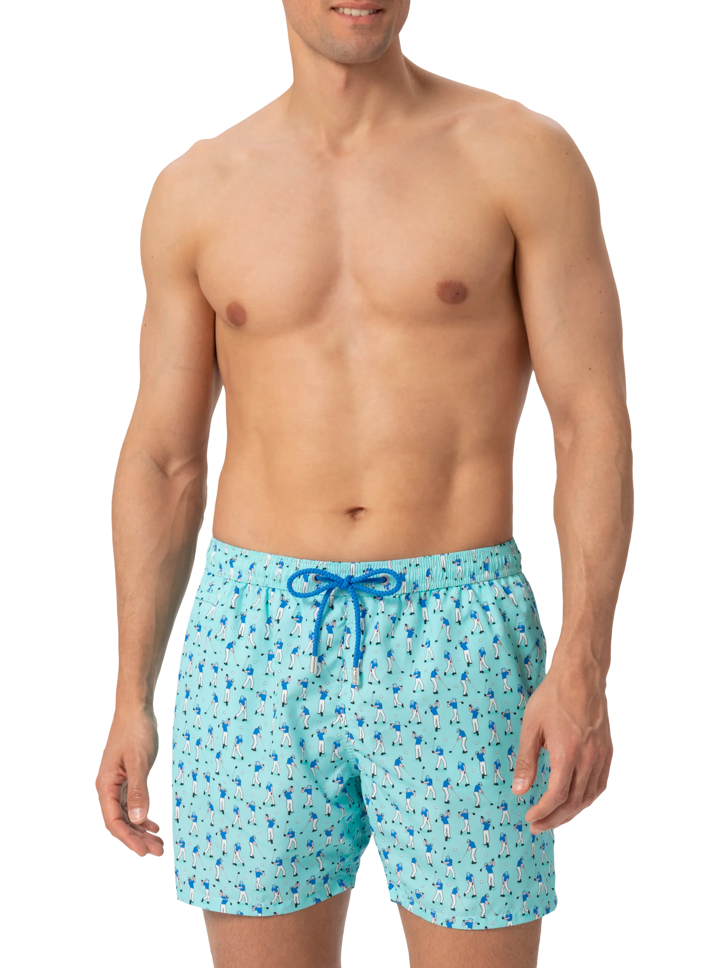Lightweight fabric swim shorts Lighting with golf players print