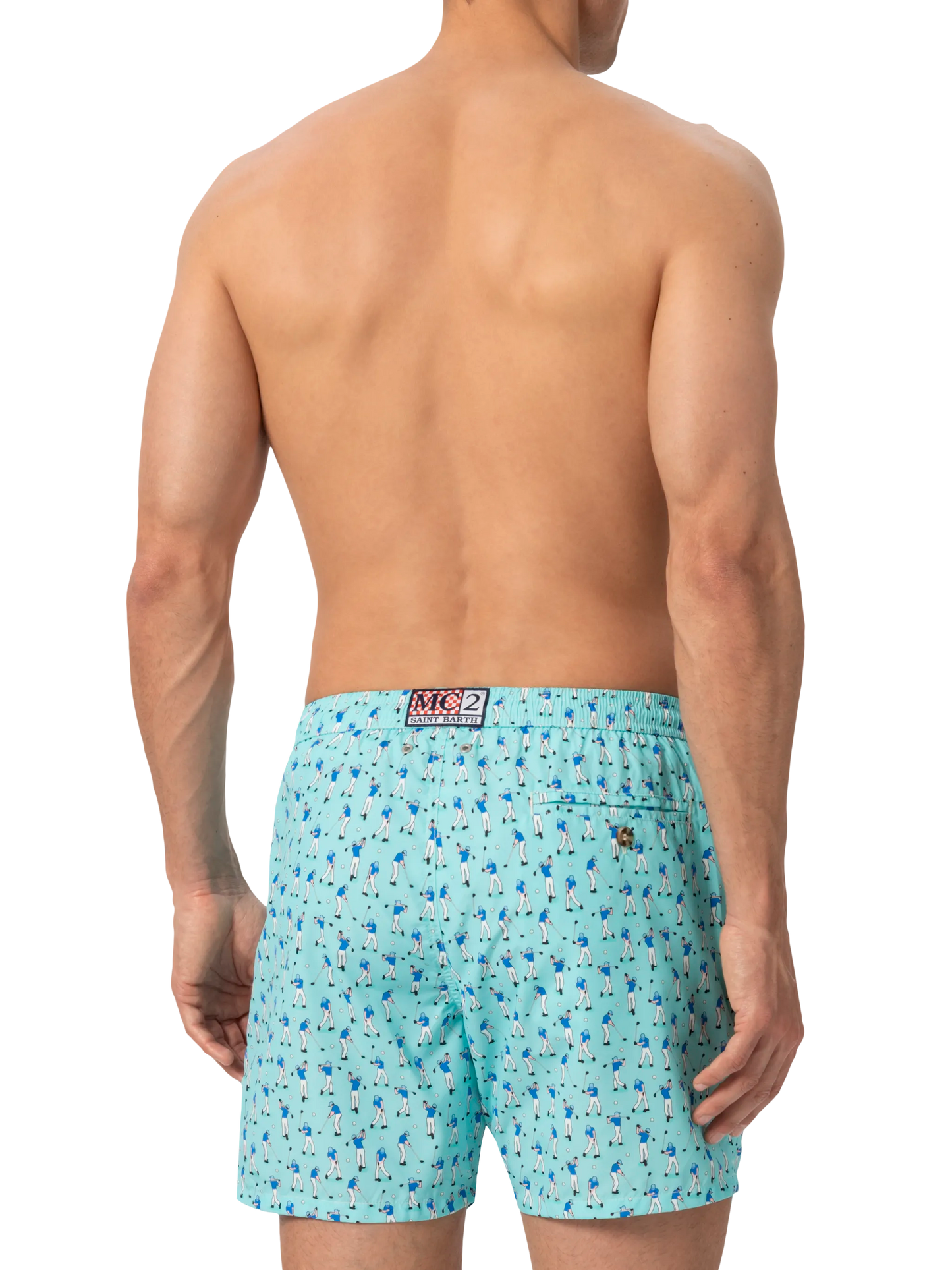 Lightweight fabric swim shorts Lighting with golf players print