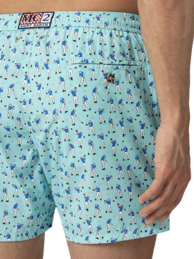 Lightweight fabric swim shorts Lighting with golf players print