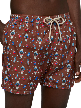 Lightweight fabric swim shorts Lighting with watch print