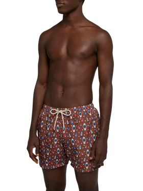 Lightweight fabric swim shorts Lighting with watch print