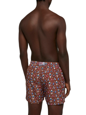 Lightweight fabric swim shorts Lighting with watch print