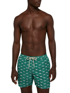 Lightweight fabric swim shorts Lighting with luxury car print