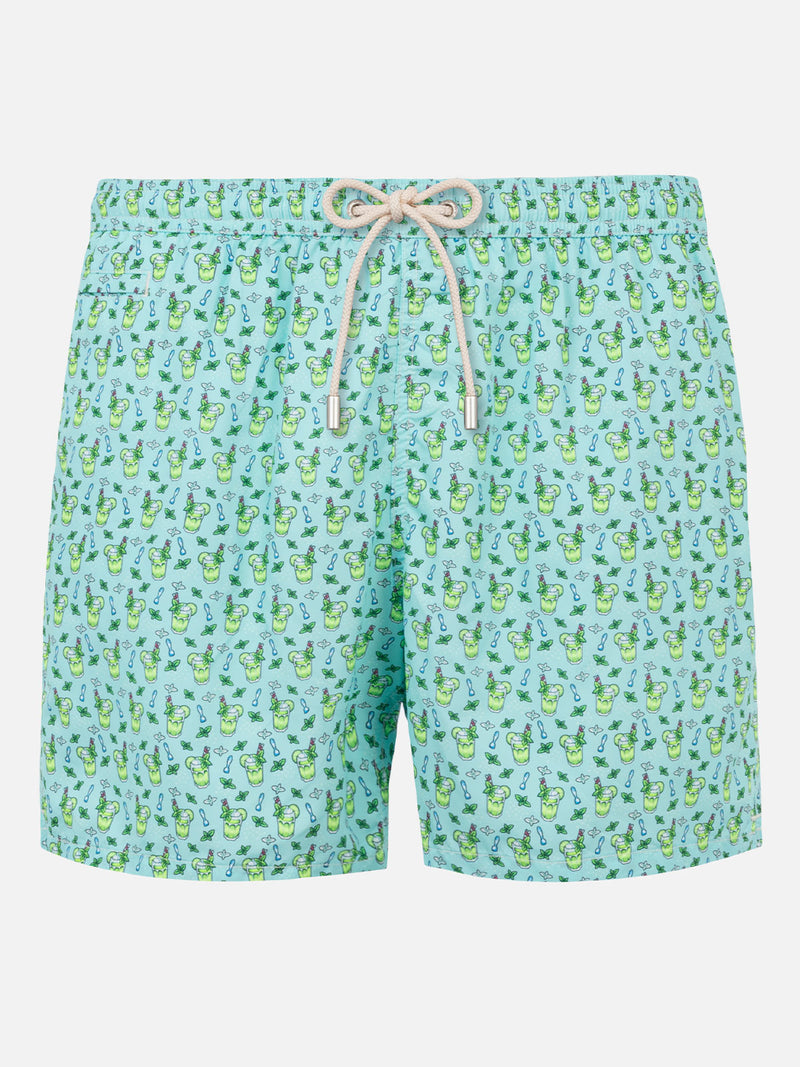 Herren-Badeshorts aus leichtem Stoff mit Mojito-Print