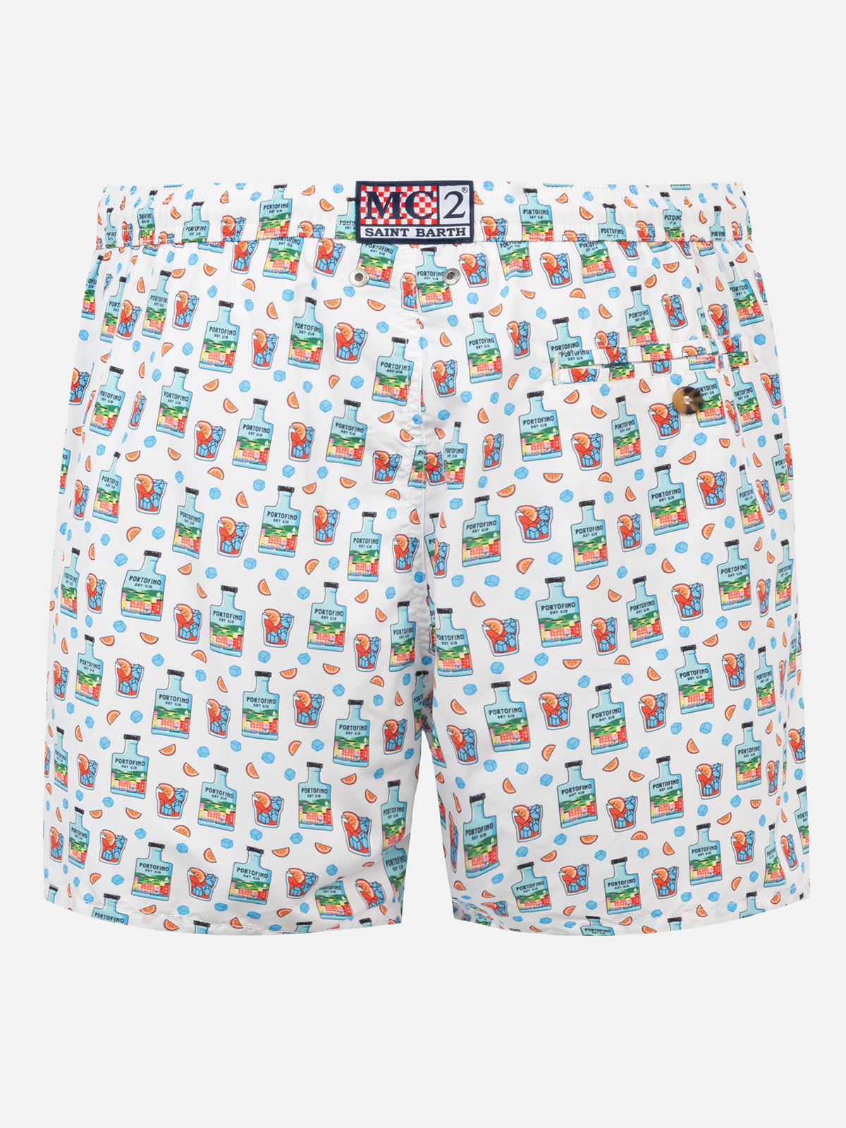 Man light fabric swim shorts with Gin print | PORTOFINO DRY GIN SPECIAL EDITION