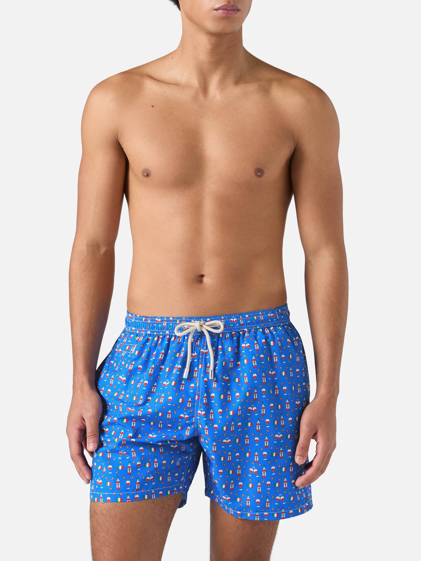 Boxer mare Lighting in tessuto leggero con stampa vino