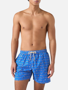 Boxer mare Lighting in tessuto leggero con stampa vino