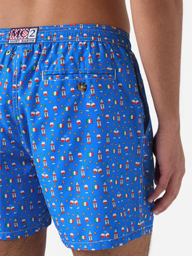 Boxer mare Lighting in tessuto leggero con stampa vino