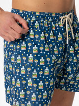 Man light fabric swim shorts with Portofino gin print | PORTOFINO DRY GIN SPECIAL EDITION