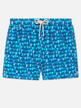 Marineblaue Lighting Micro Fantasy Badeshorts mit SSC Napoli Balconi-Print | SSC NAPOLI SPECIAL EDITION 