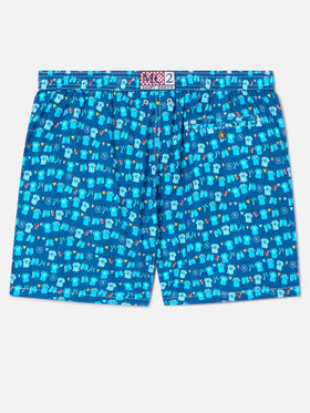 Marineblaue Lighting Micro Fantasy Badeshorts mit SSC Napoli Balconi-Print | SSC NAPOLI SPECIAL EDITION 