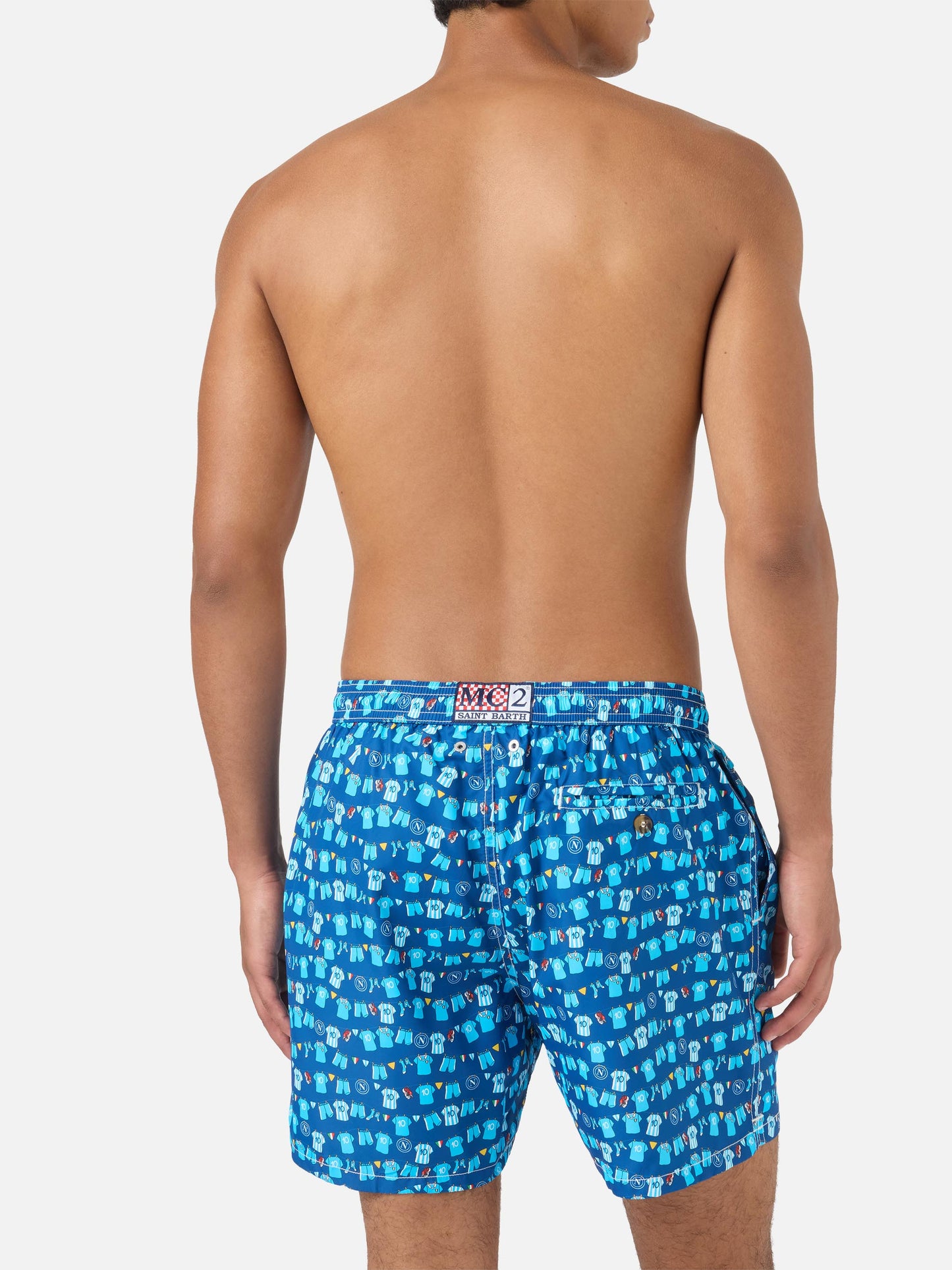 Marineblaue Lighting Micro Fantasy Badeshorts mit SSC Napoli Balconi-Print | SSC NAPOLI SPECIAL EDITION 