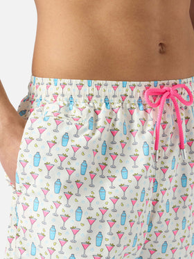 White Lighting Micro swim shorts with cosmo all-over print