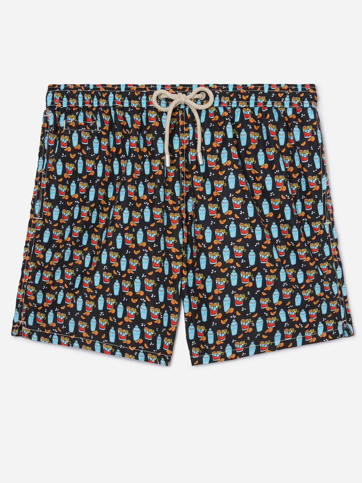 Black Lighting Micro swim shorts with negroni all-over print