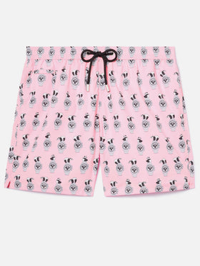 Costume mare Lighting Micro rosa con stampa panda e orologi all-over