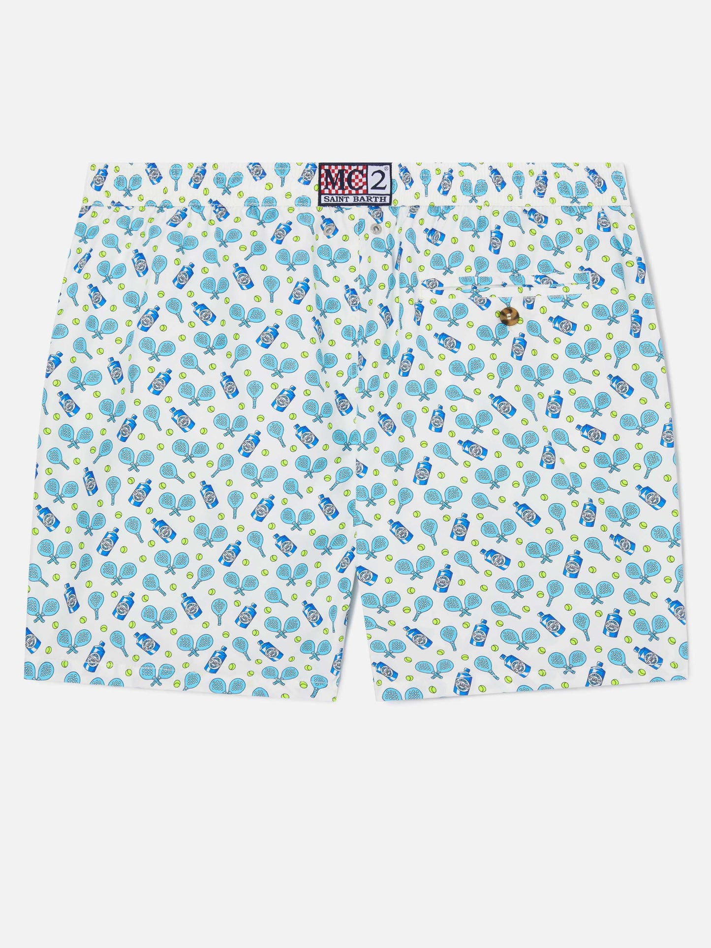 White Lighting Micro swim shorts with padel and gin all-over print