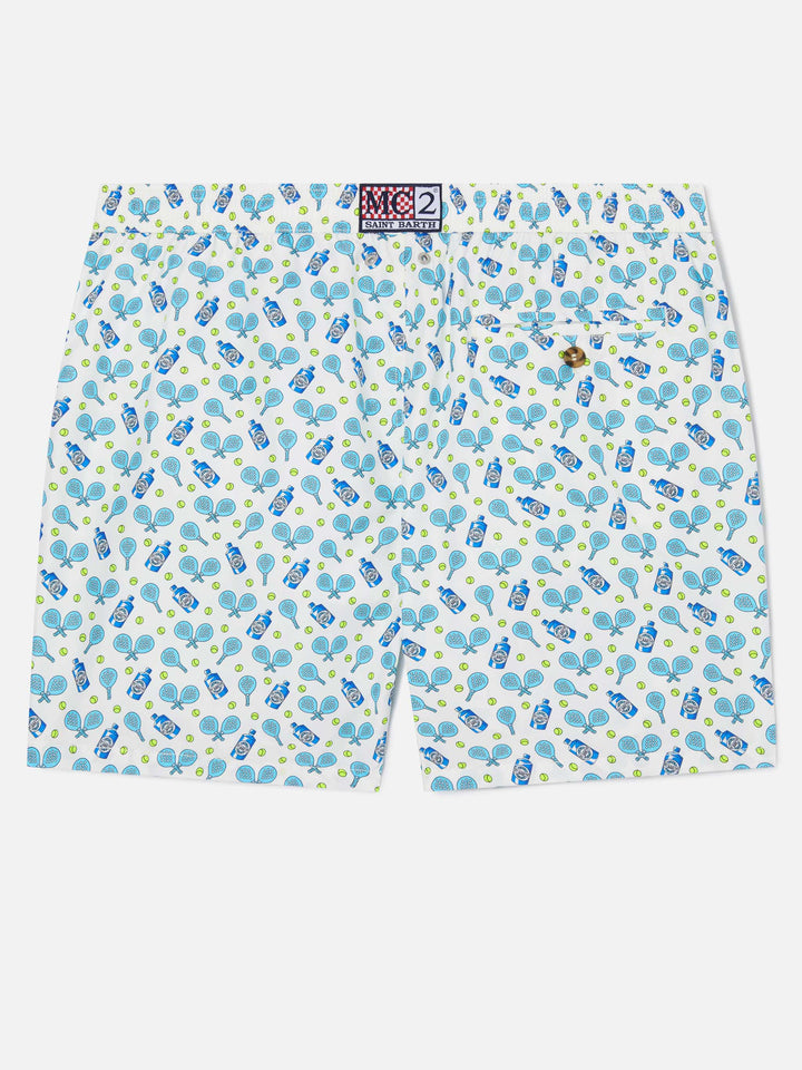 White Lighting Micro swim shorts with padel and gin all-over print