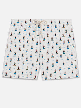 Weiße White Lighting Micro-Badeshorts mit Popeye Allover-Print | POPEYE SPECIAL EDITION 