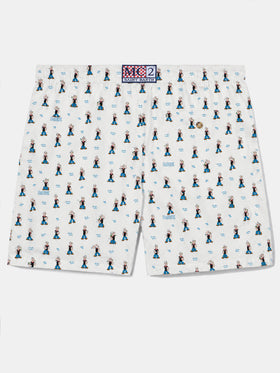 Weiße White Lighting Micro-Badeshorts mit Popeye Allover-Print | POPEYE SPECIAL EDITION 
