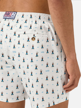 Weiße White Lighting Micro-Badeshorts mit Popeye Allover-Print | POPEYE SPECIAL EDITION 