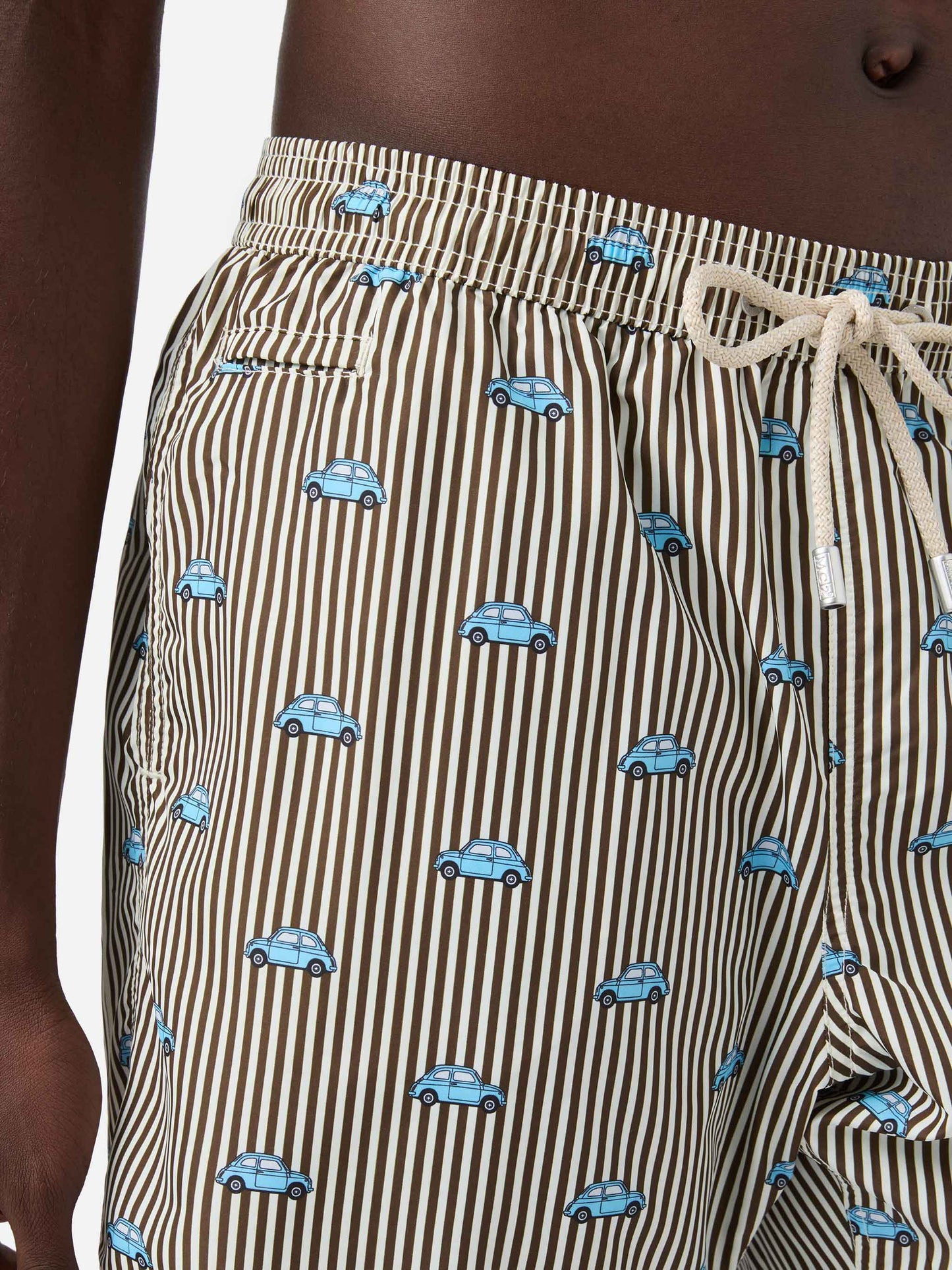 Striped Lighting Micro swim shorts with Fiat 500 print | Special edition