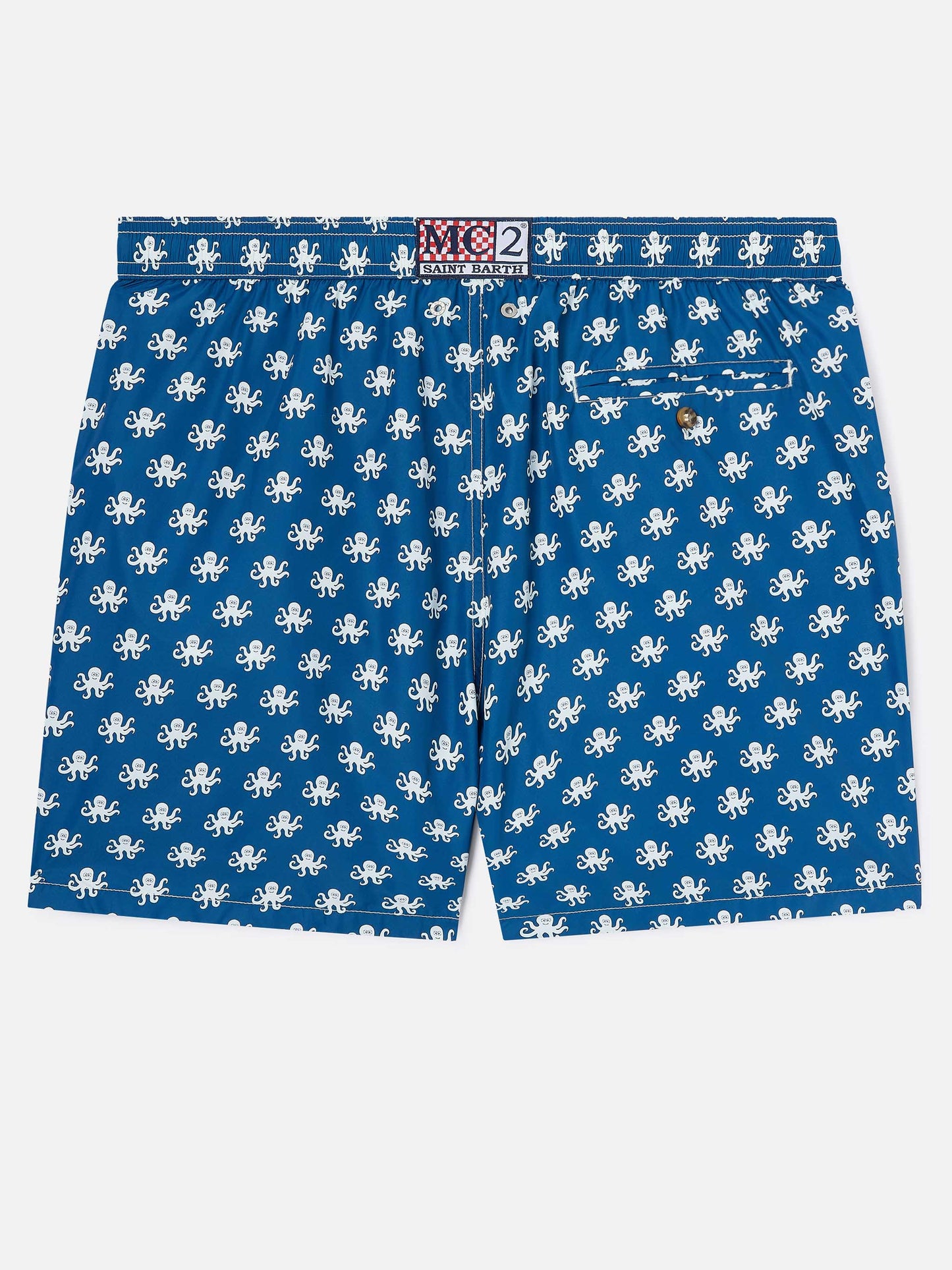 Blaue Lighting Micro-Badeshorts mit Oktopus-Print 