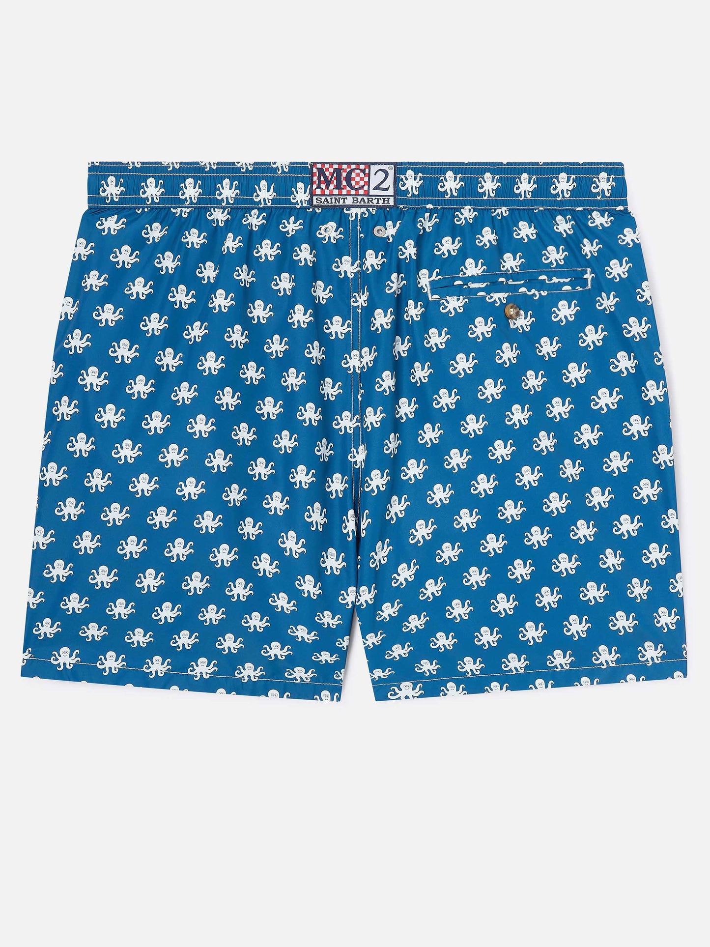 Blaue Lighting Micro-Badeshorts mit Oktopus-Print 