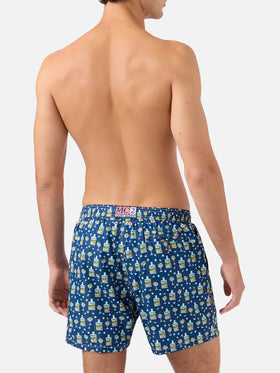 Short de bain Micro Lighting bleu marine avec imprimé Portofino Gin | Special Edition 