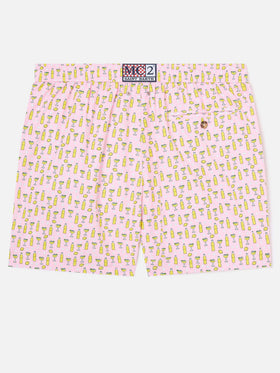 Short de bain micro Pink Lighting avec imprimé cocktail Tassoni | Special Edition 