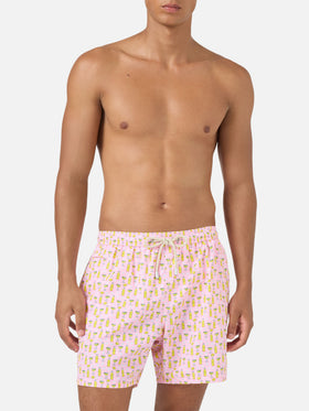 Short de bain micro Pink Lighting avec imprimé cocktail Tassoni | Special Edition 