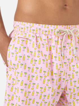 Short de bain micro Pink Lighting avec imprimé cocktail Tassoni | Special Edition 