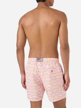 Short de bain micro Pink Lighting avec imprimé cocktail Tassoni | Special Edition 