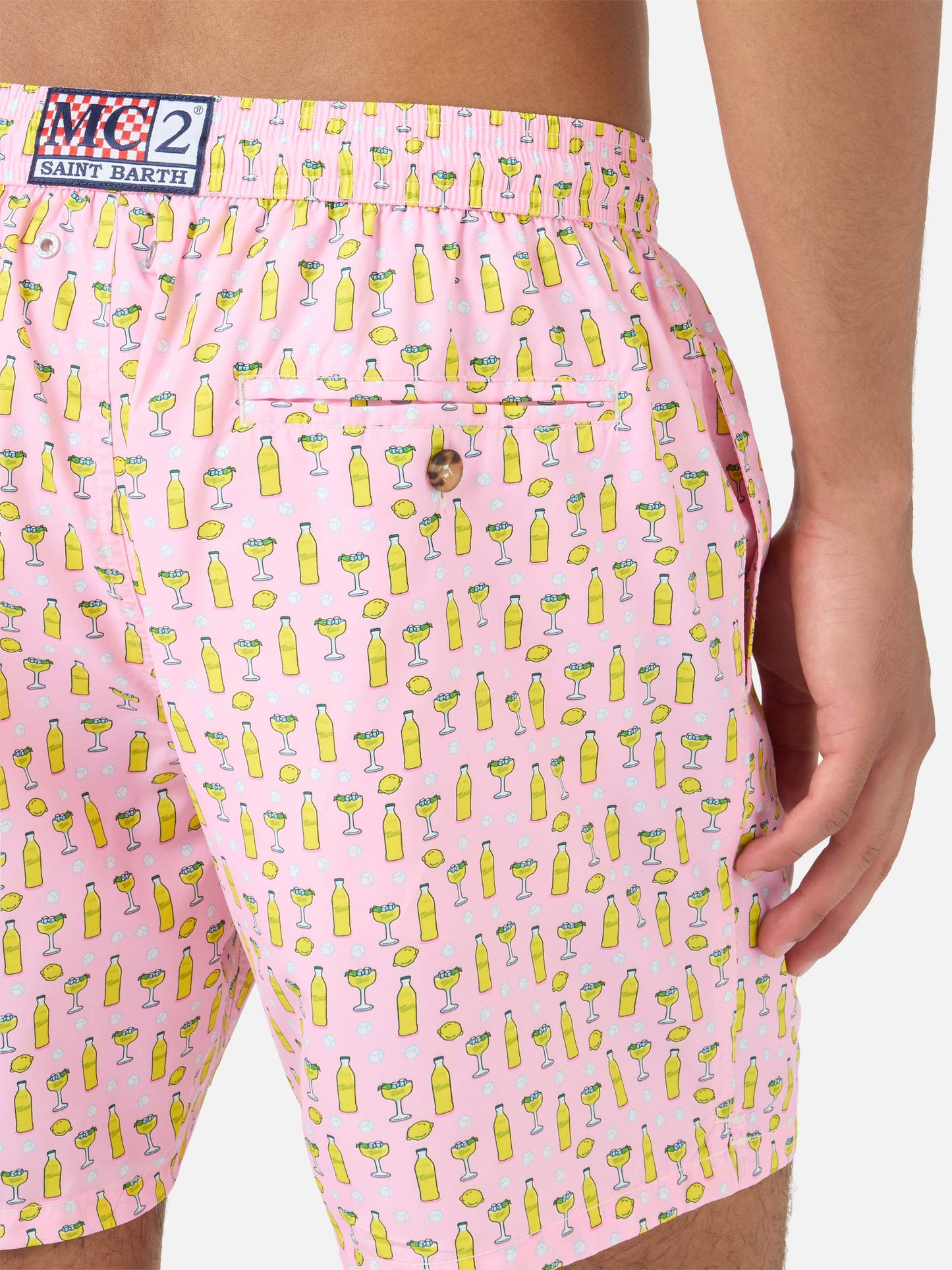 Short de bain micro Pink Lighting avec imprimé cocktail Tassoni | Special Edition 