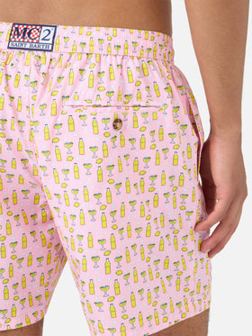Short de bain micro Pink Lighting avec imprimé cocktail Tassoni | Special Edition 