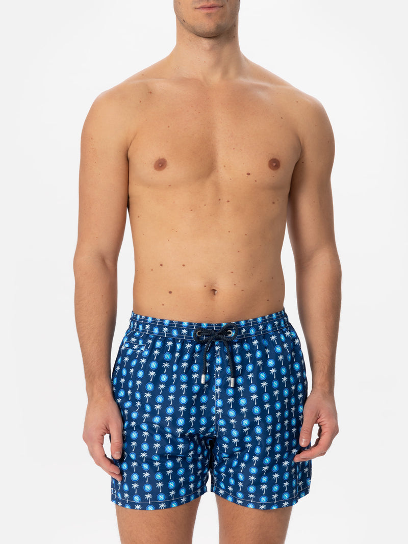 Man light fabric swim shorts with Napoli logo print | SSC NAPOLI SPECIAL EDITION