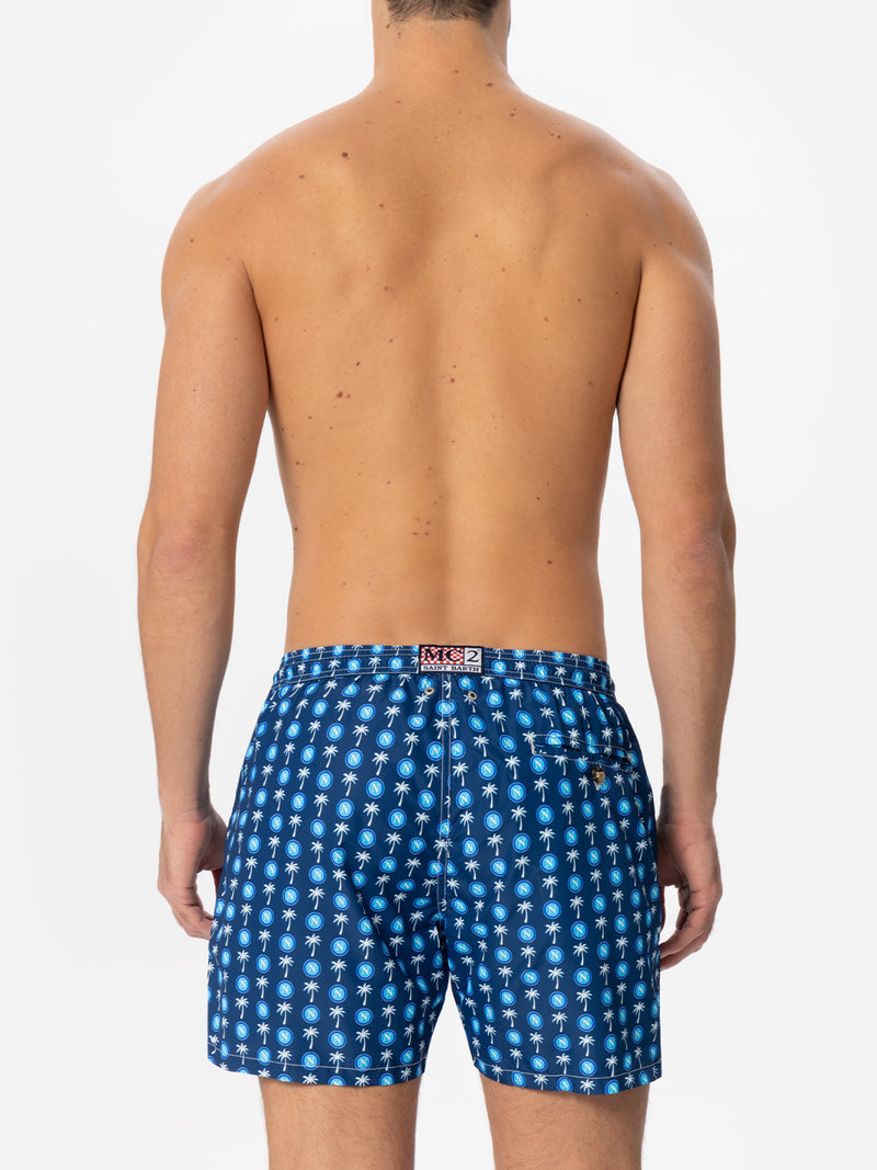 Man light fabric swim shorts with Napoli logo print | SSC NAPOLI SPECIAL EDITION