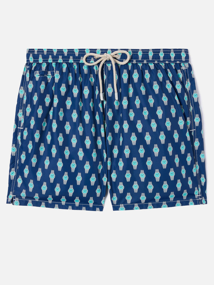 Grey Lighting Micro swim shorts with watch golden hour print